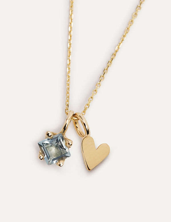 Gold Cassie square topaz with heart